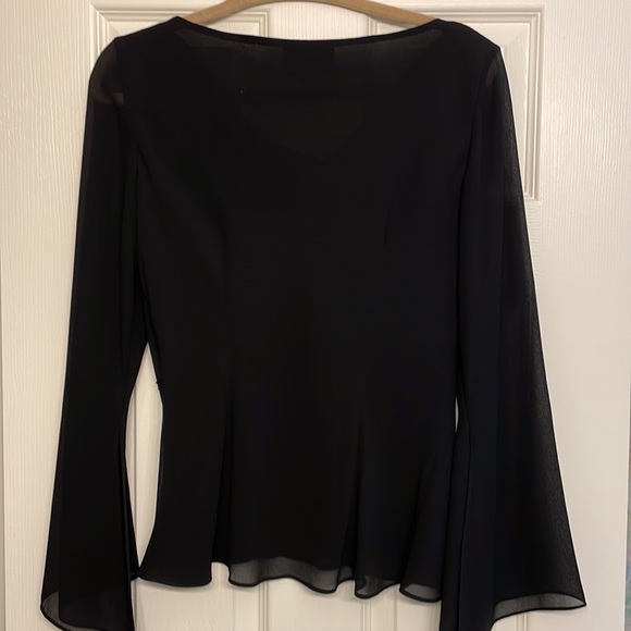 SANDRA DARREN BLACK CREPE BLOUSE size 6 - Picture 3 of 7